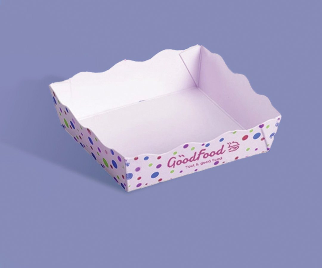 Kraft bakery trays lined with printed greaseproof paper