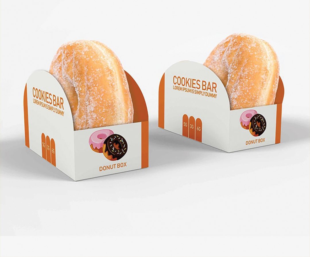 Two branded donut sleeves standing side by side