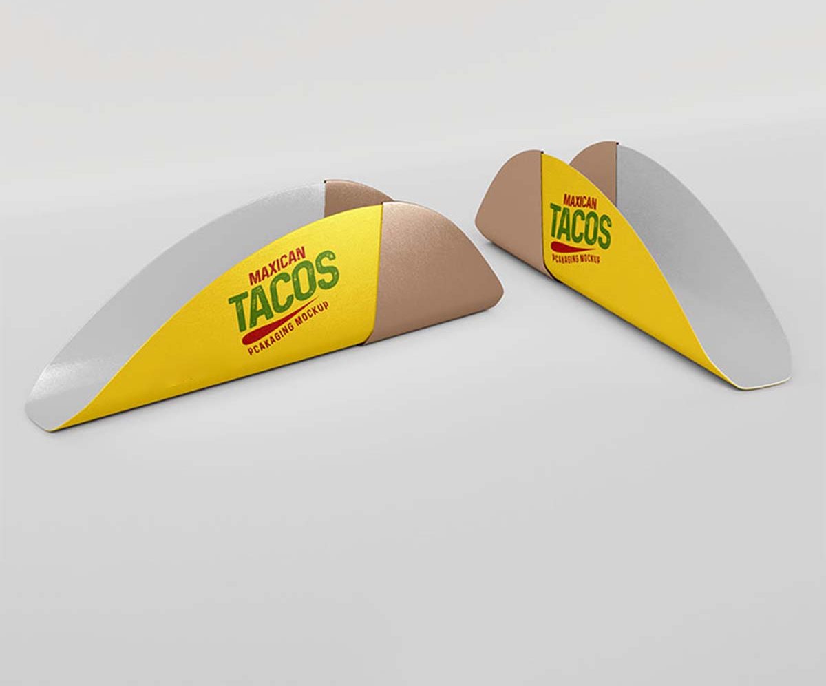 Two yellow and grey taco holders standing side by side